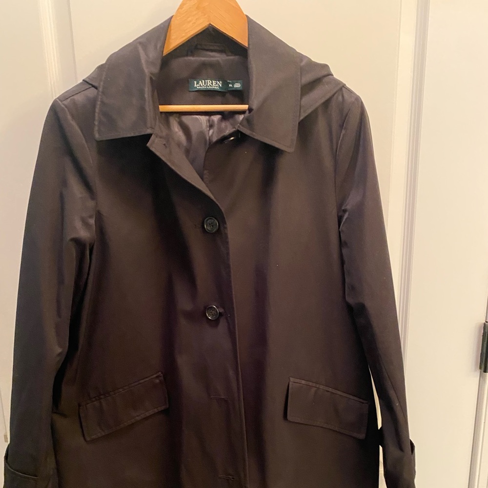 NWT Ralph Lauren short black raincoat w/hood